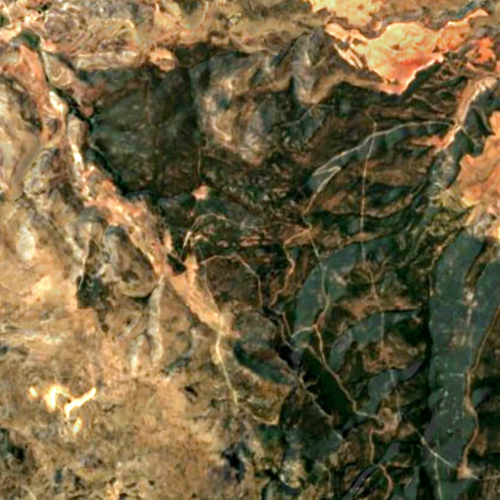 O chão por cima de Abrigo de los Dos Caballos (Sentinel-2)