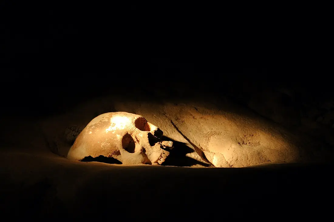 Skull in Actun Tunichil Muknal