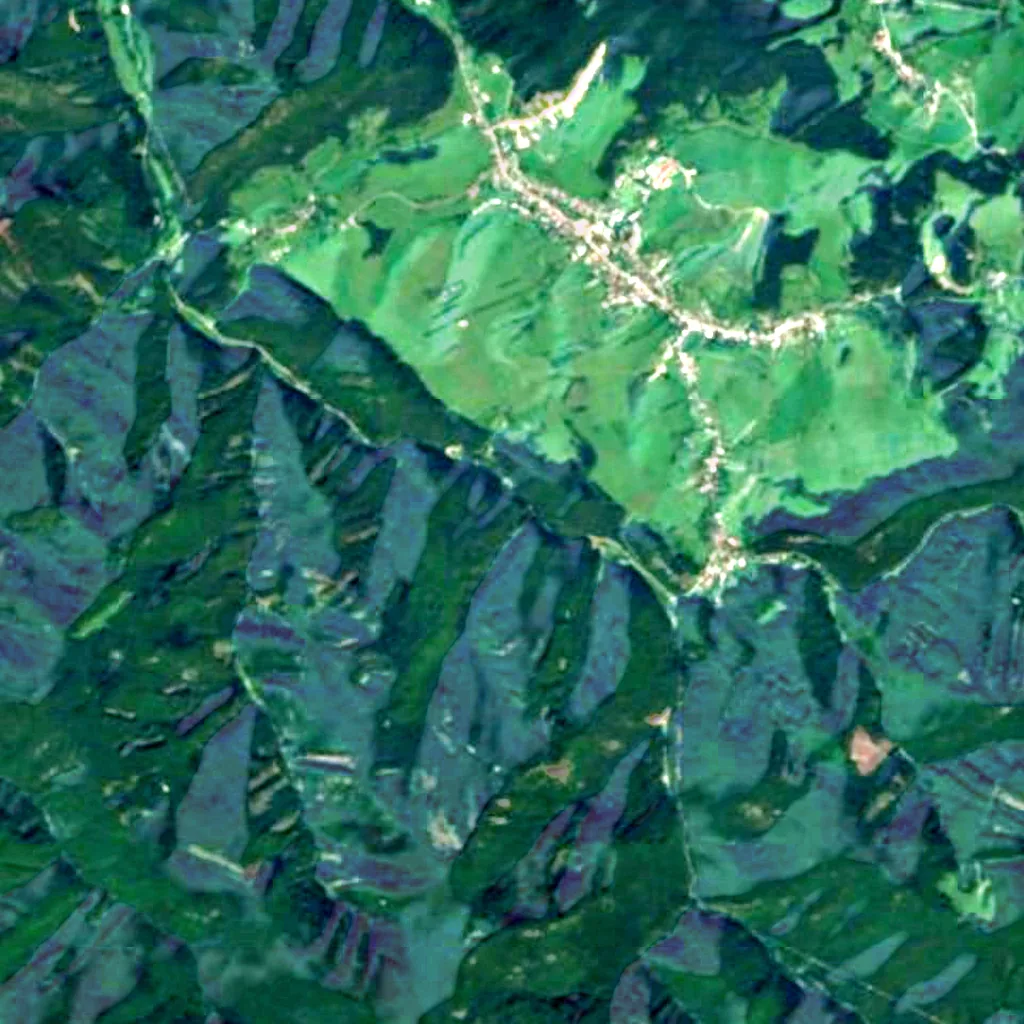 De grond boven Babirátka (Sentinel-2)