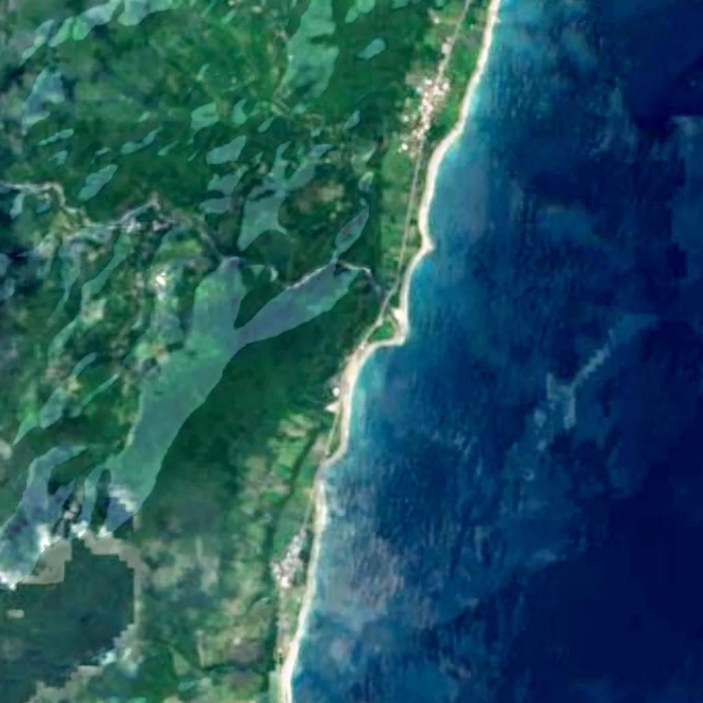 De grond boven Bashian Caves (Sentinel-2)