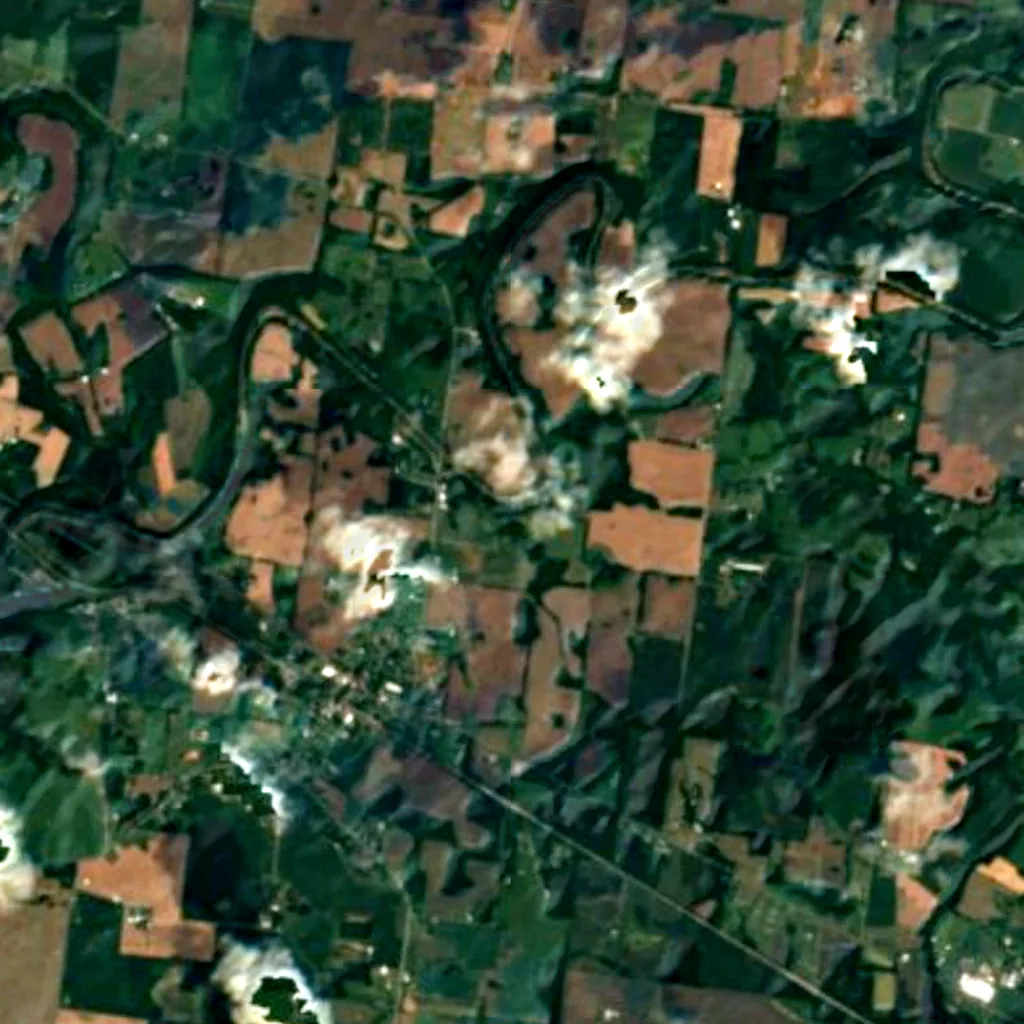 De grond boven Bell Witch Cave (Sentinel-2)