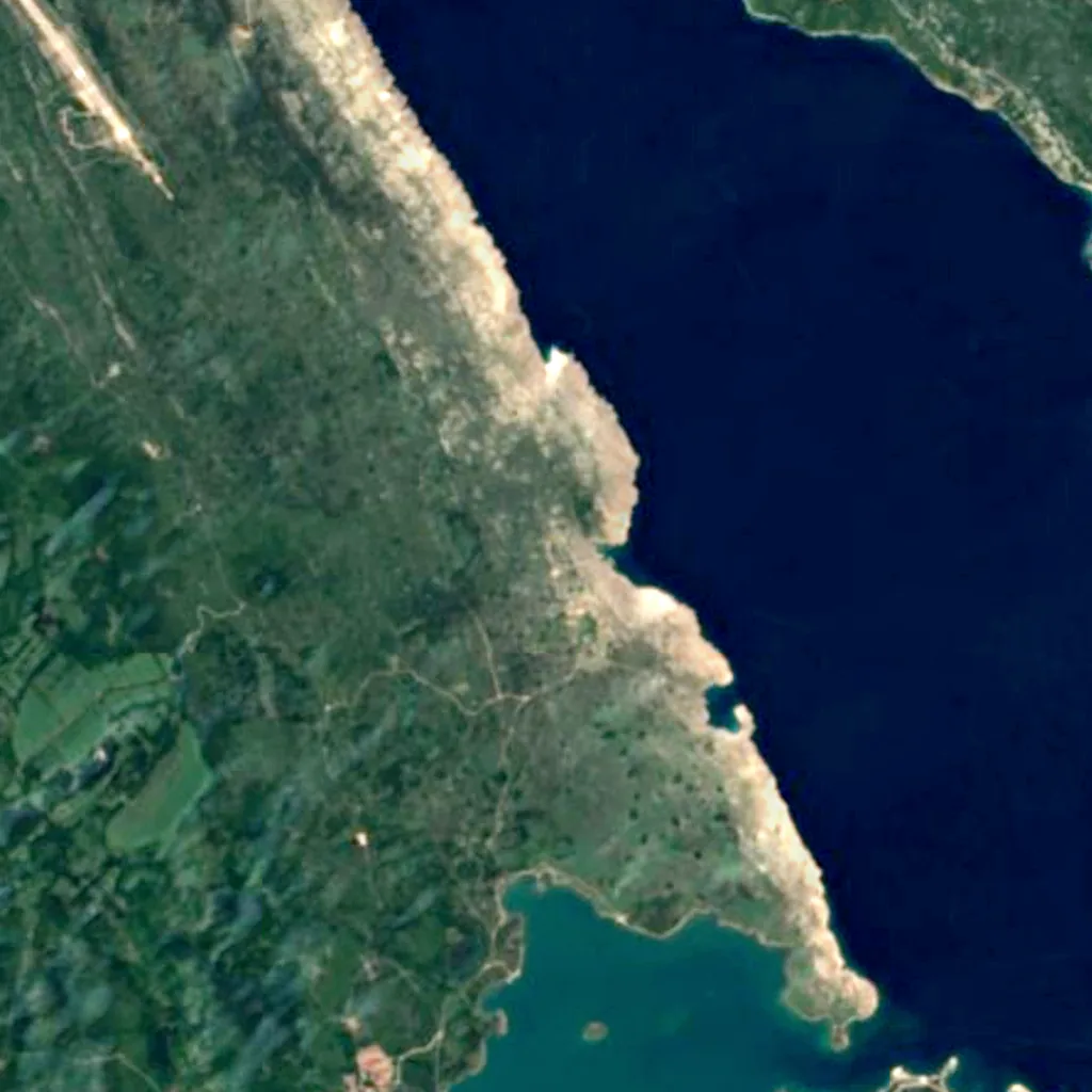 Le sol au-dessus de Biserujka (Sentinel-2)