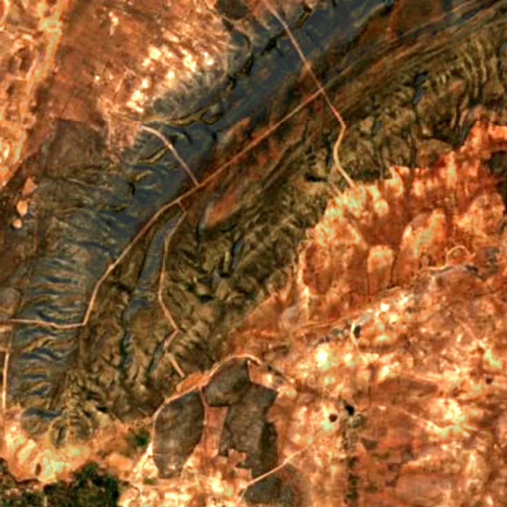 Le sol au-dessus de Bizmoune Cave (Sentinel-2)