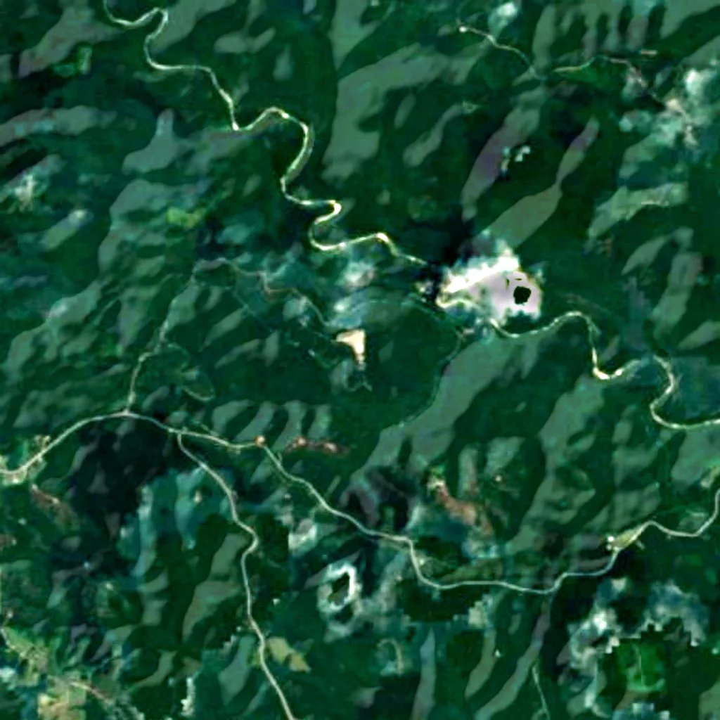 Le sol au-dessus de Grottes de Blanchard Springs (Sentinel-2)