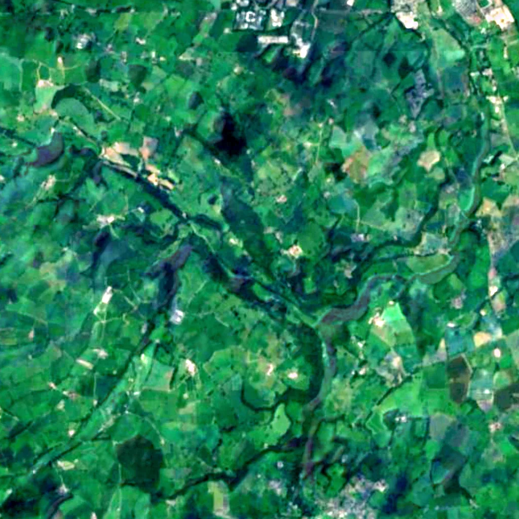 O chão por cima de Bontnewydd Palaeolithic site (Sentinel-2)