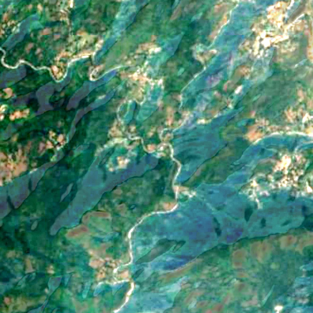 De grond boven Borra Caves (Sentinel-2)
