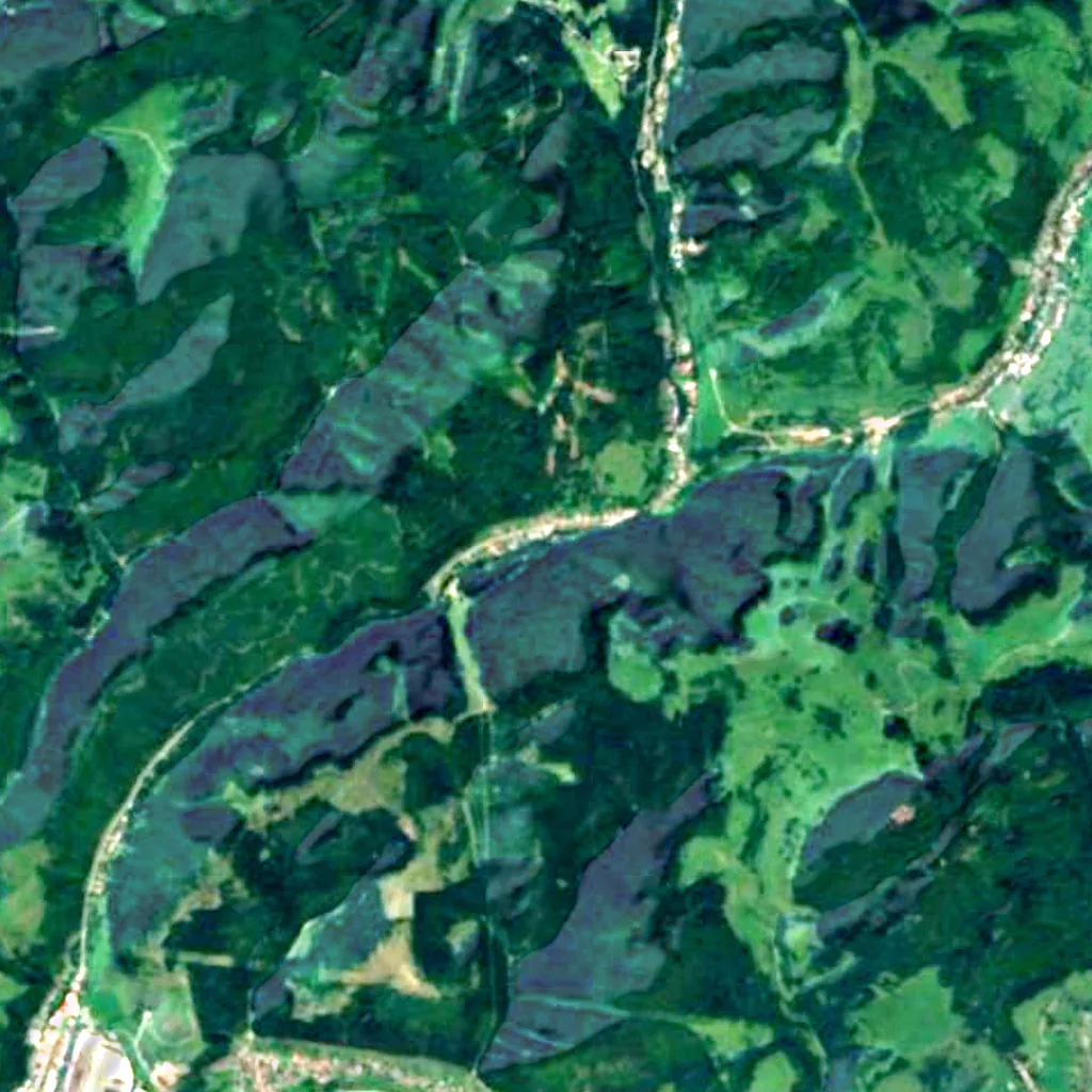 De grond boven Bystrianska Cave (Sentinel-2)