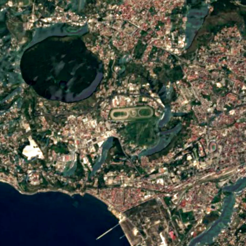 De grond boven Grotta del Cane (Sentinel-2)