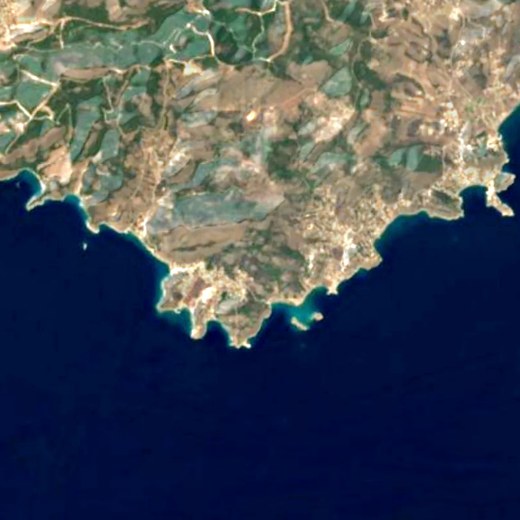 Der Boden über Höhle des Euripides (Sentinel-2)