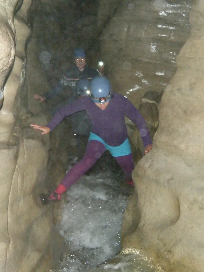 Student in cave stream