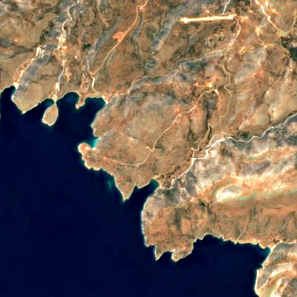 Il terreno sopra Cave Sykia (Sentinel-2)