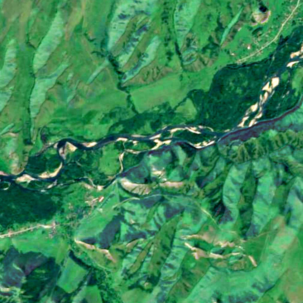 El suelo sobre Cueva de Chagyrskaya (Sentinel-2)