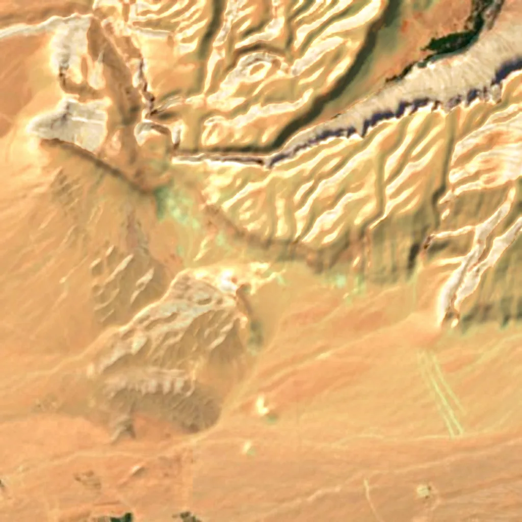 Le sol au-dessus de Chal Nakhjir Cave (Sentinel-2)