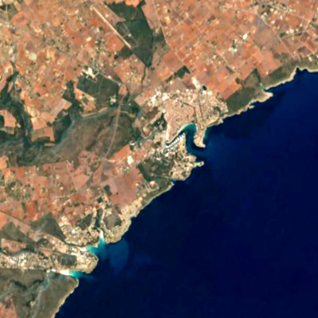 Le sol au-dessus de Grottes du Drach (Sentinel-2)