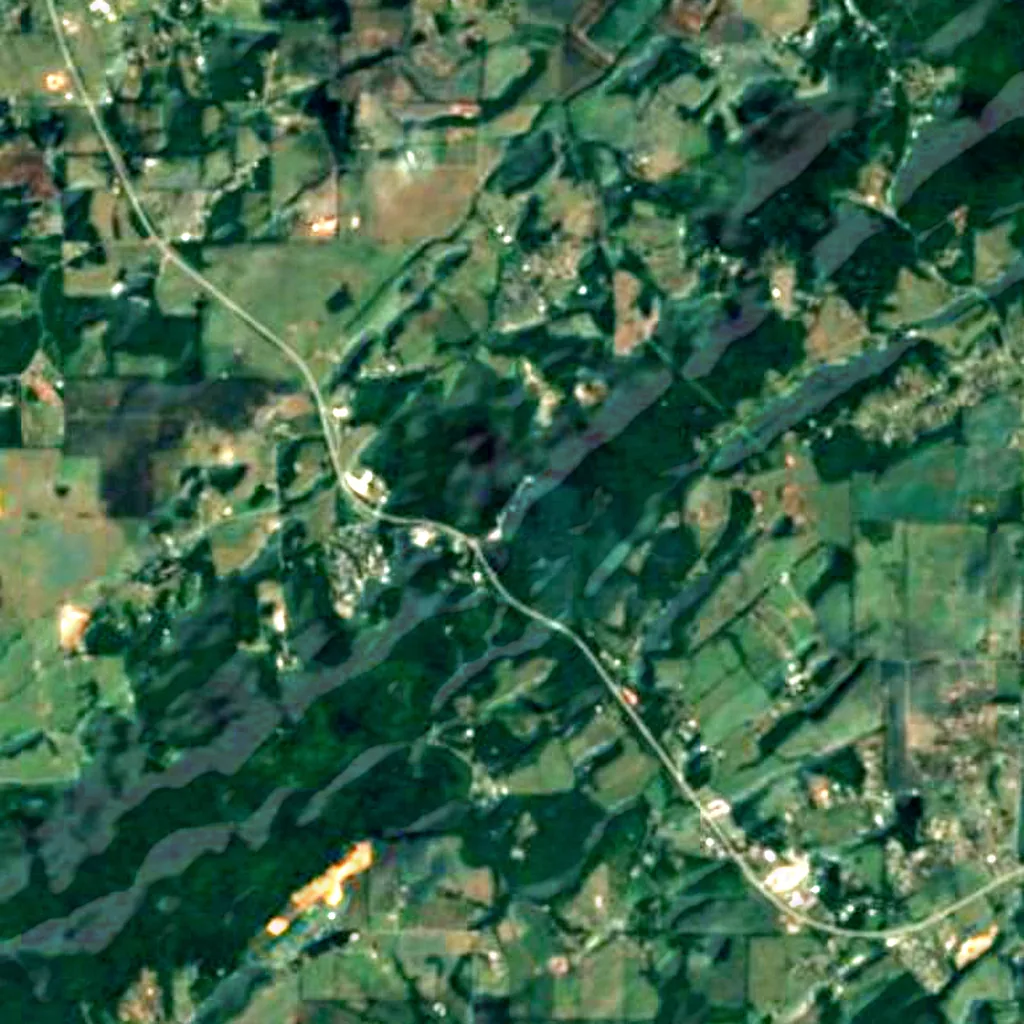 De grond boven Craighead Caverns (Sentinel-2)