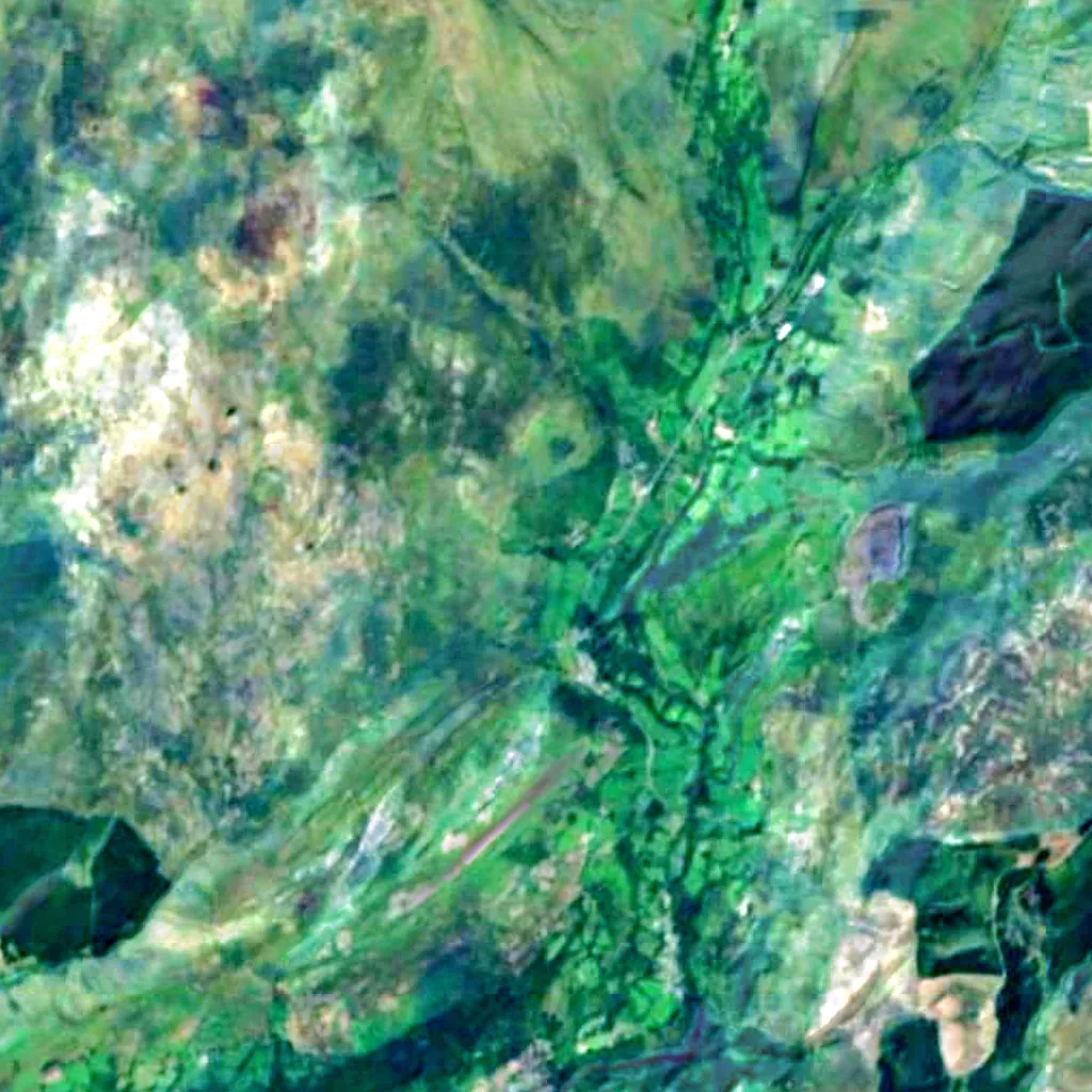 De grond boven Dan yr Ogof (Sentinel-2)