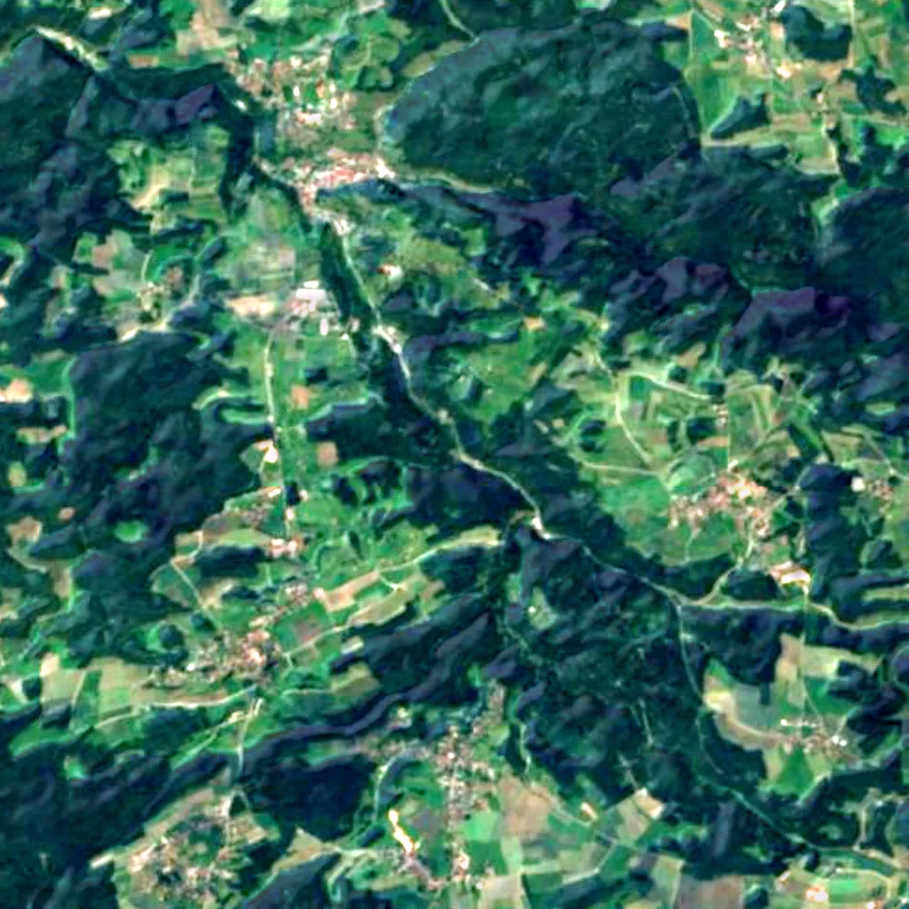 Le sol au-dessus de Grotte du diable à Pottenstein (Sentinel-2)