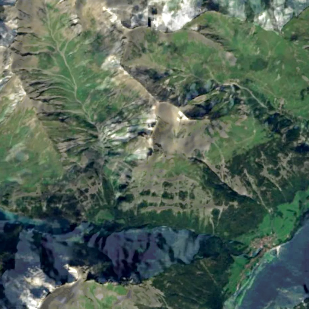 Il terreno sopra Drachenloch, Paleolithic dwelling cave (Sentinel-2)