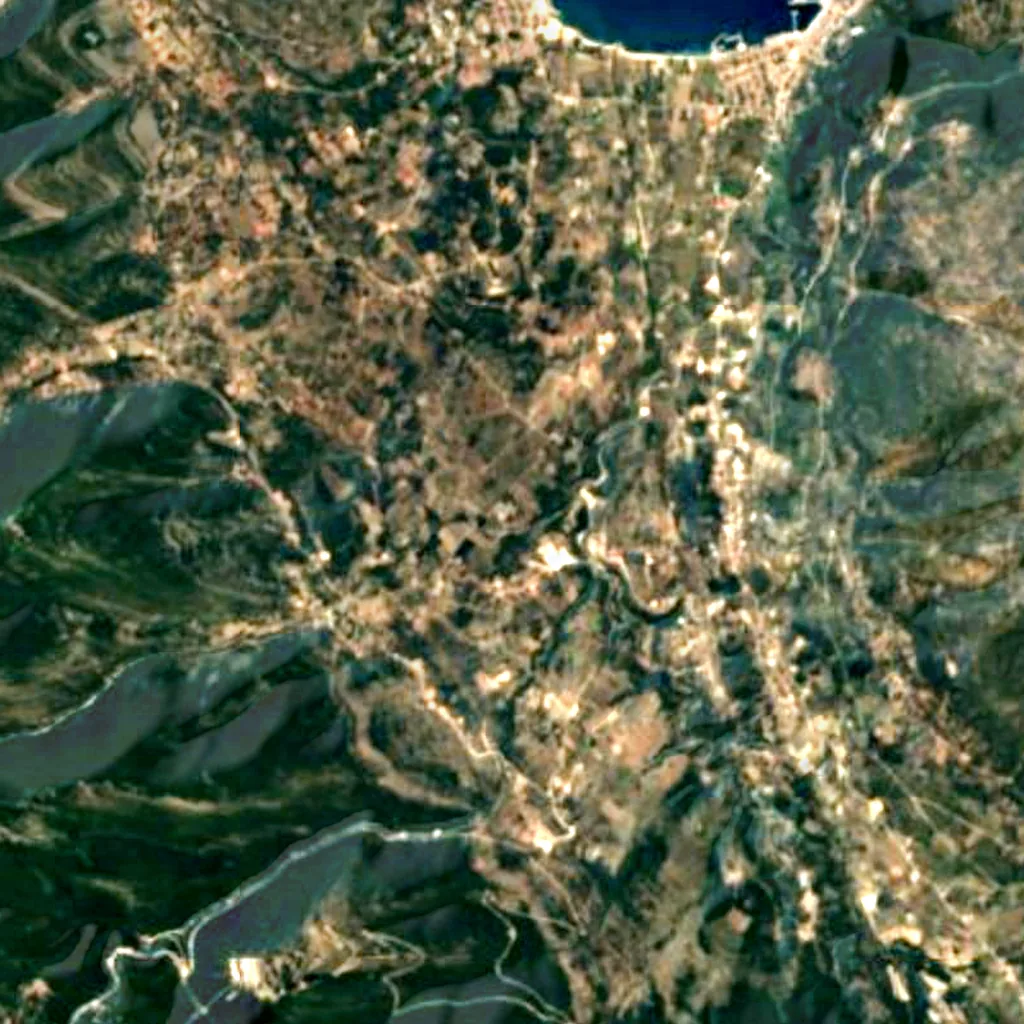 De grond boven Drogaratis cave (Sentinel-2)