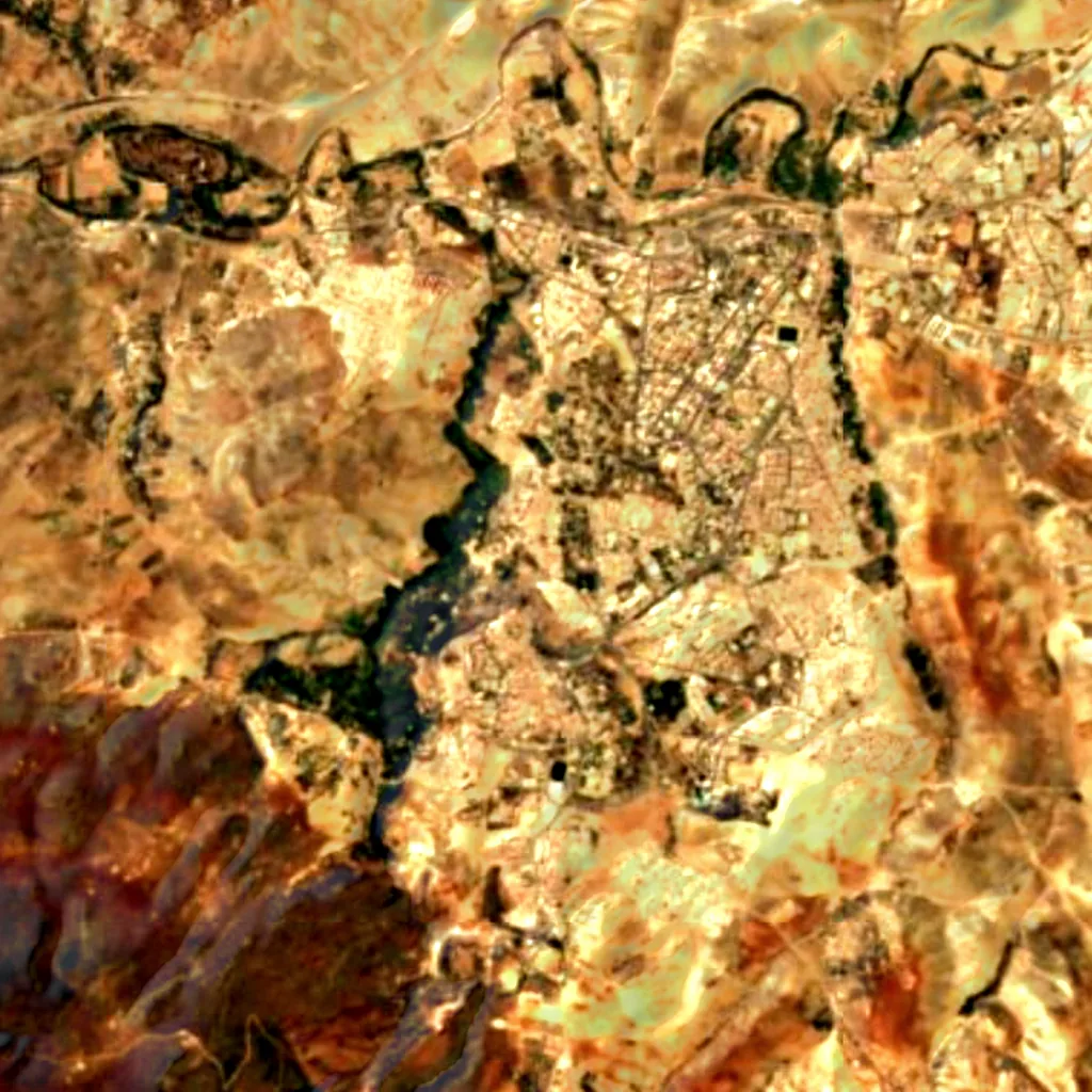 De grond boven Friouato caves (Sentinel-2)