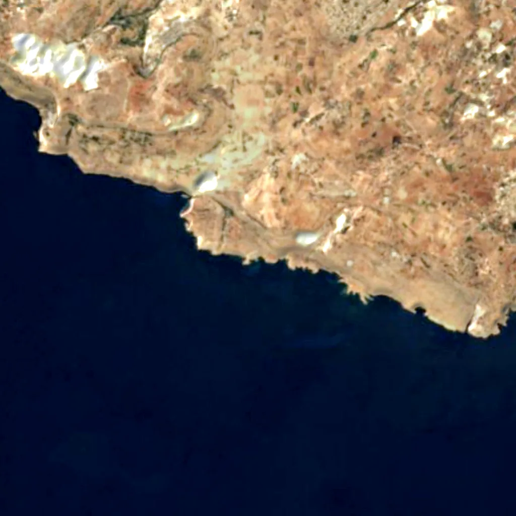 El suelo sobre Ghar Lapsi (Sentinel-2)