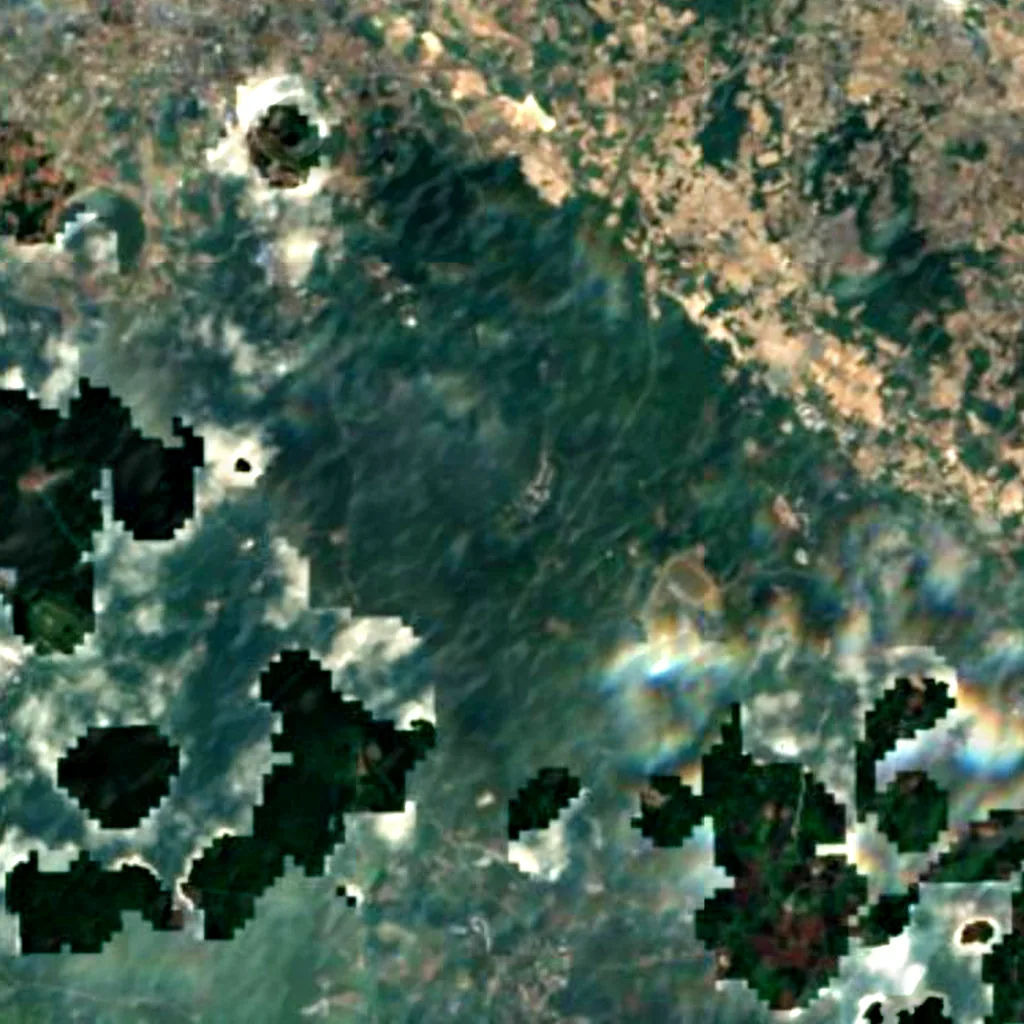 Le sol au-dessus de Gimnyeong Cave, Manjanggul Cave (Sentinel-2)