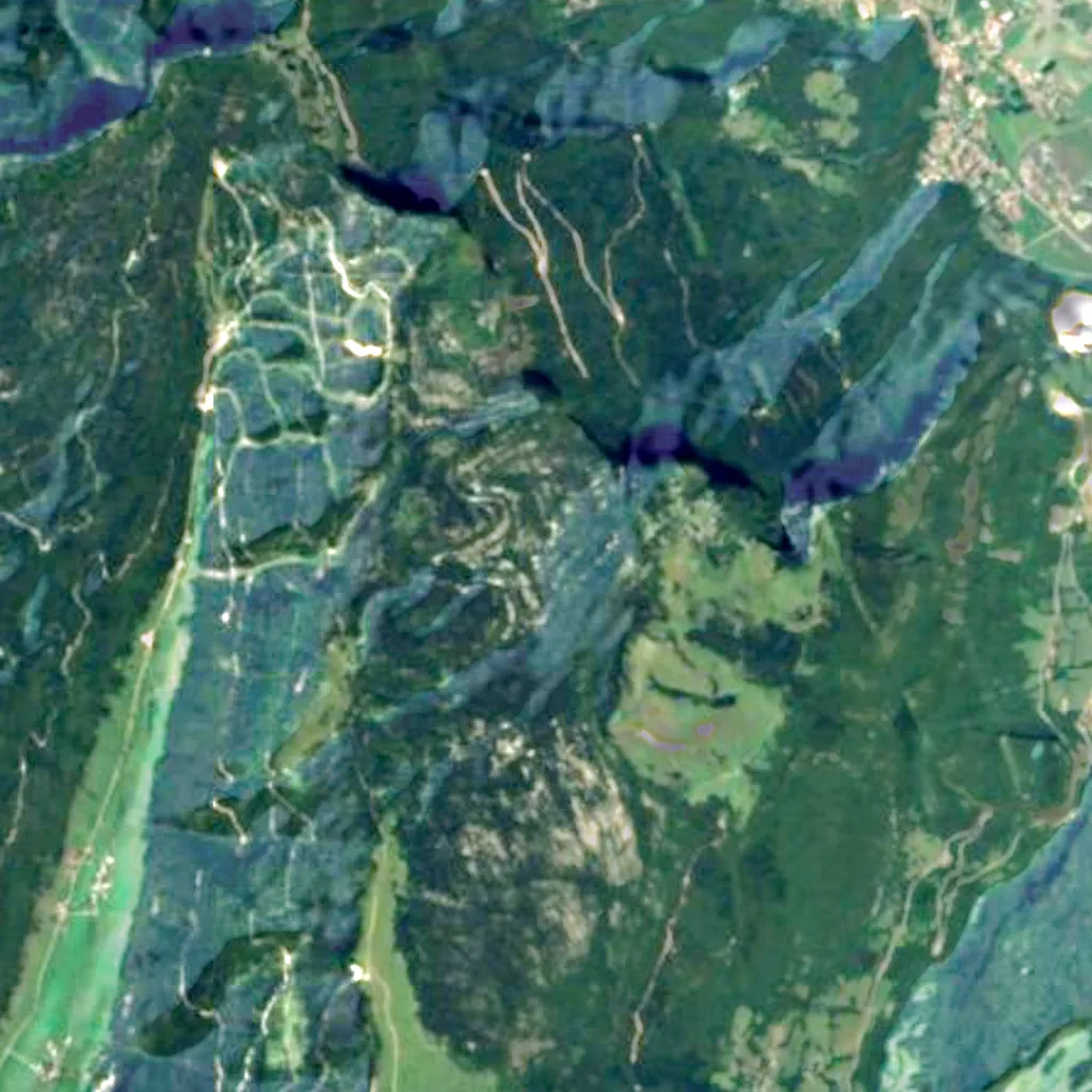 De grond boven Gouffre Berger (Sentinel-2)