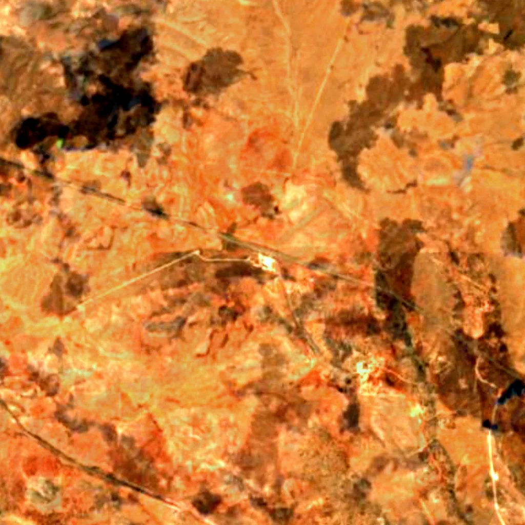 Le sol au-dessus de Grand Canyon Caverns (Sentinel-2)