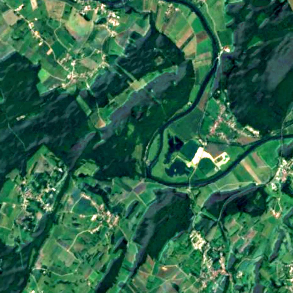 De grond boven Grotte d'Osselle (Sentinel-2)