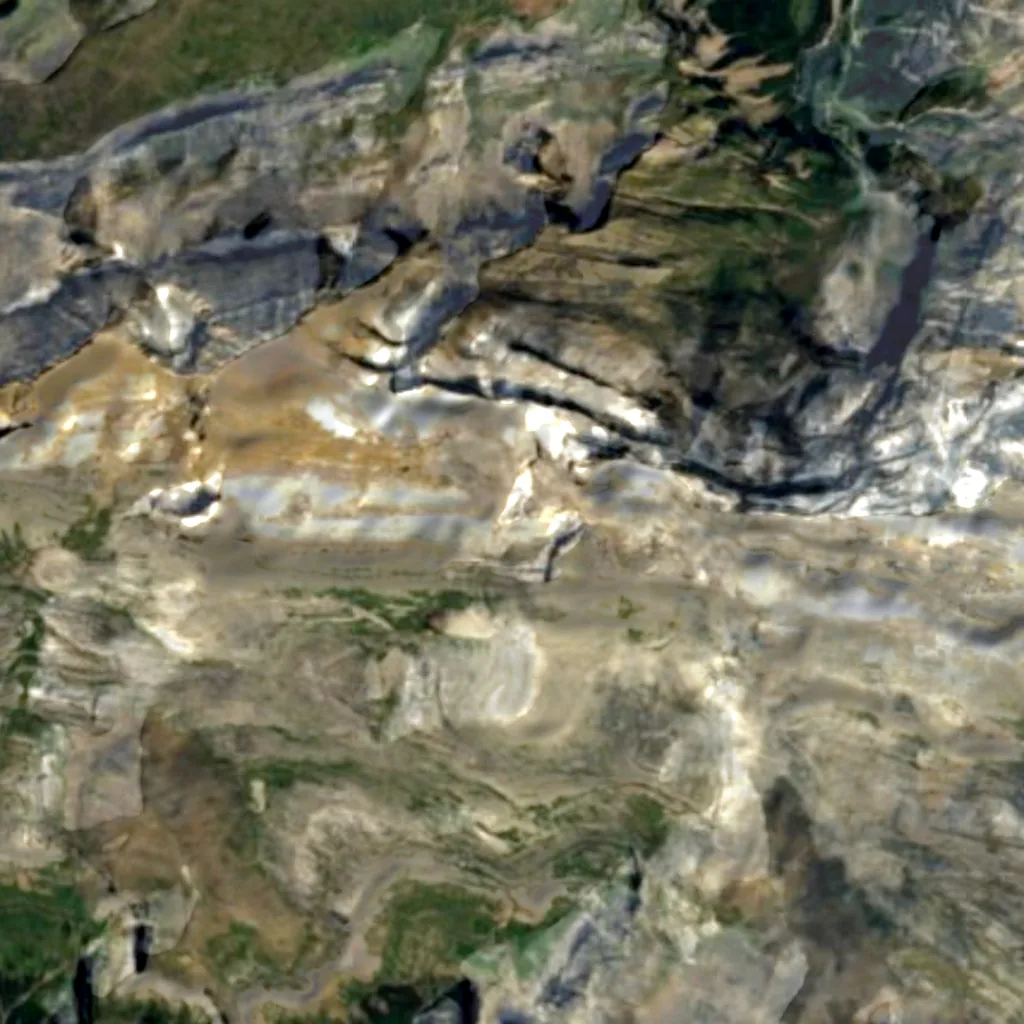 De grond boven Grotte Casteret (Sentinel-2)