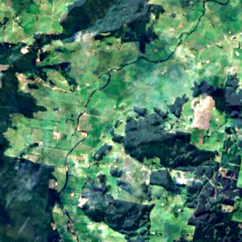 De grond boven Gunns Plains Cave (Sentinel-2)
