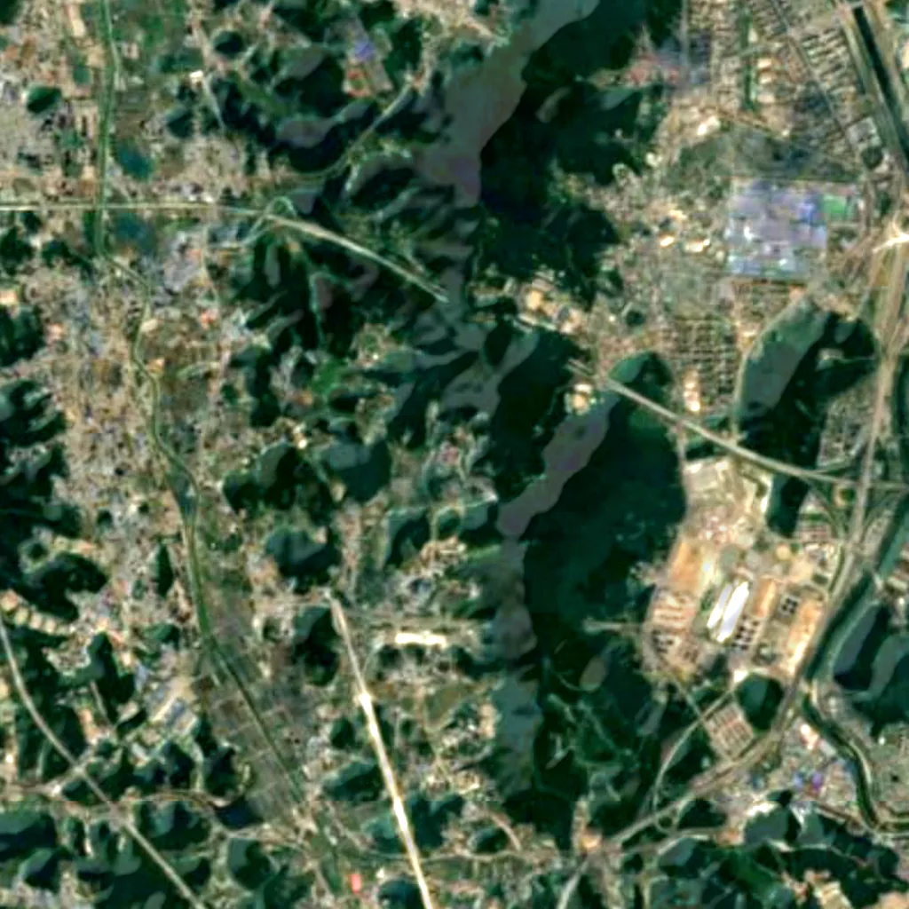 O chão por cima de Gwangmyeong Cave (Sentinel-2)