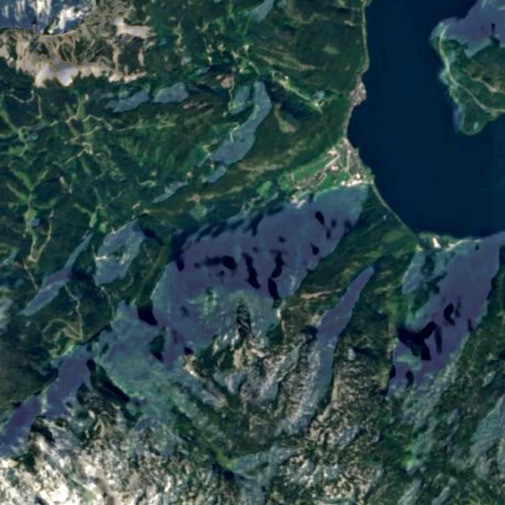 O chão por cima de Hirlatzhöhle (Sentinel-2)