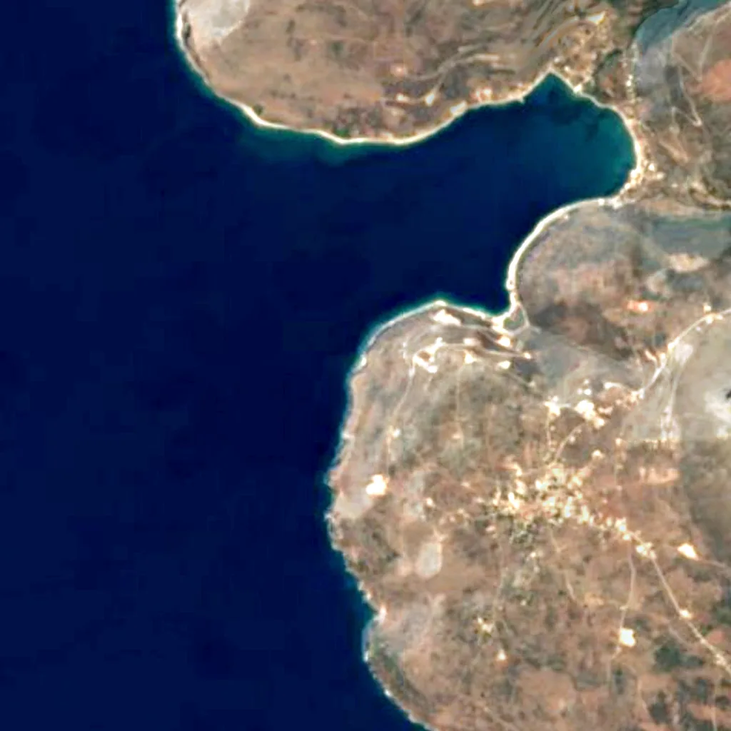 De grond boven Kalamakia Cave (Sentinel-2)