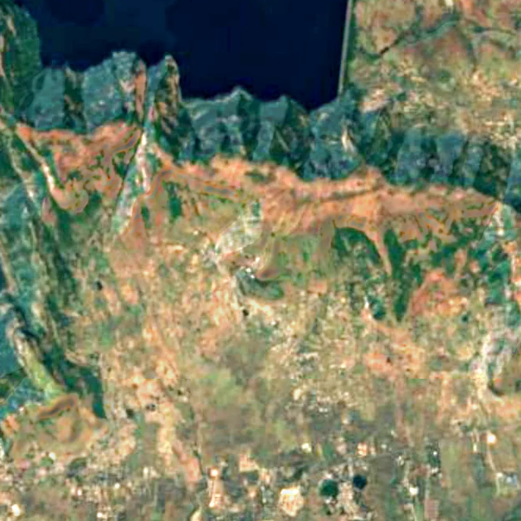 Il terreno sopra Karla Caves (Sentinel-2)
