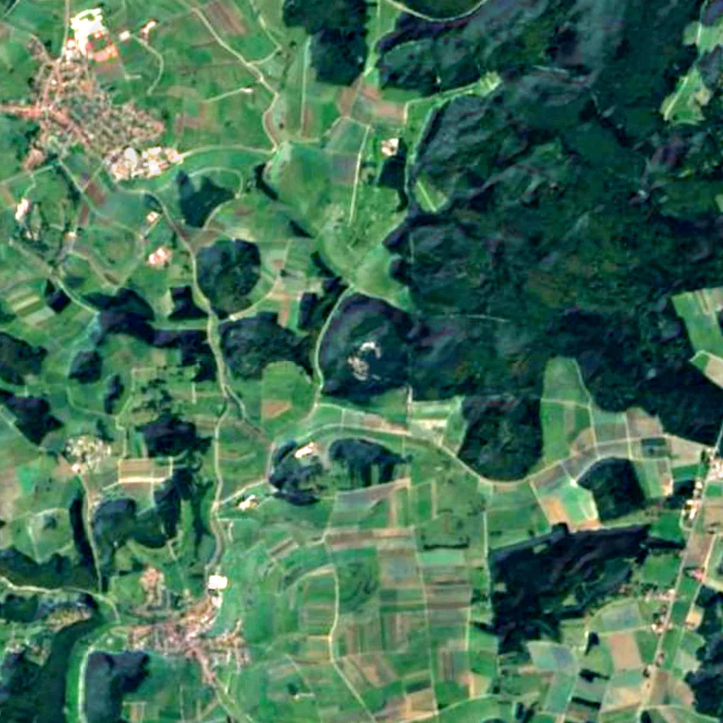 Le sol au-dessus de Karlshöhle and Bärenhöhle (Sentinel-2)