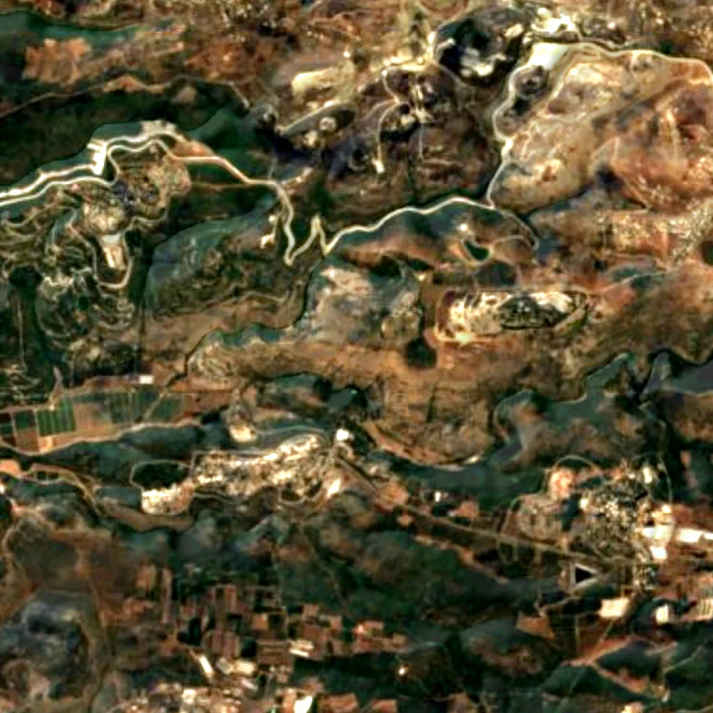 De grond boven Keshet Cave (Sentinel-2)