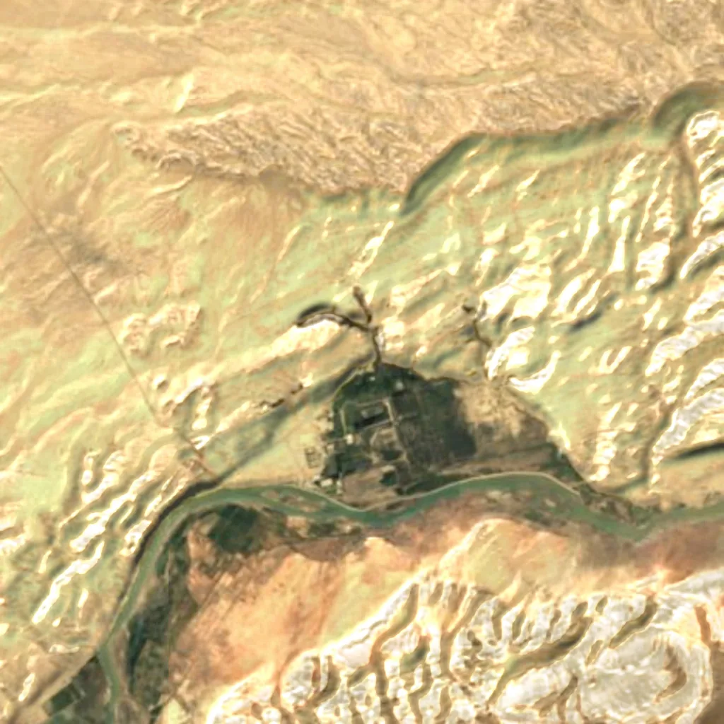 O chão por cima de Kizil Caves (Sentinel-2)