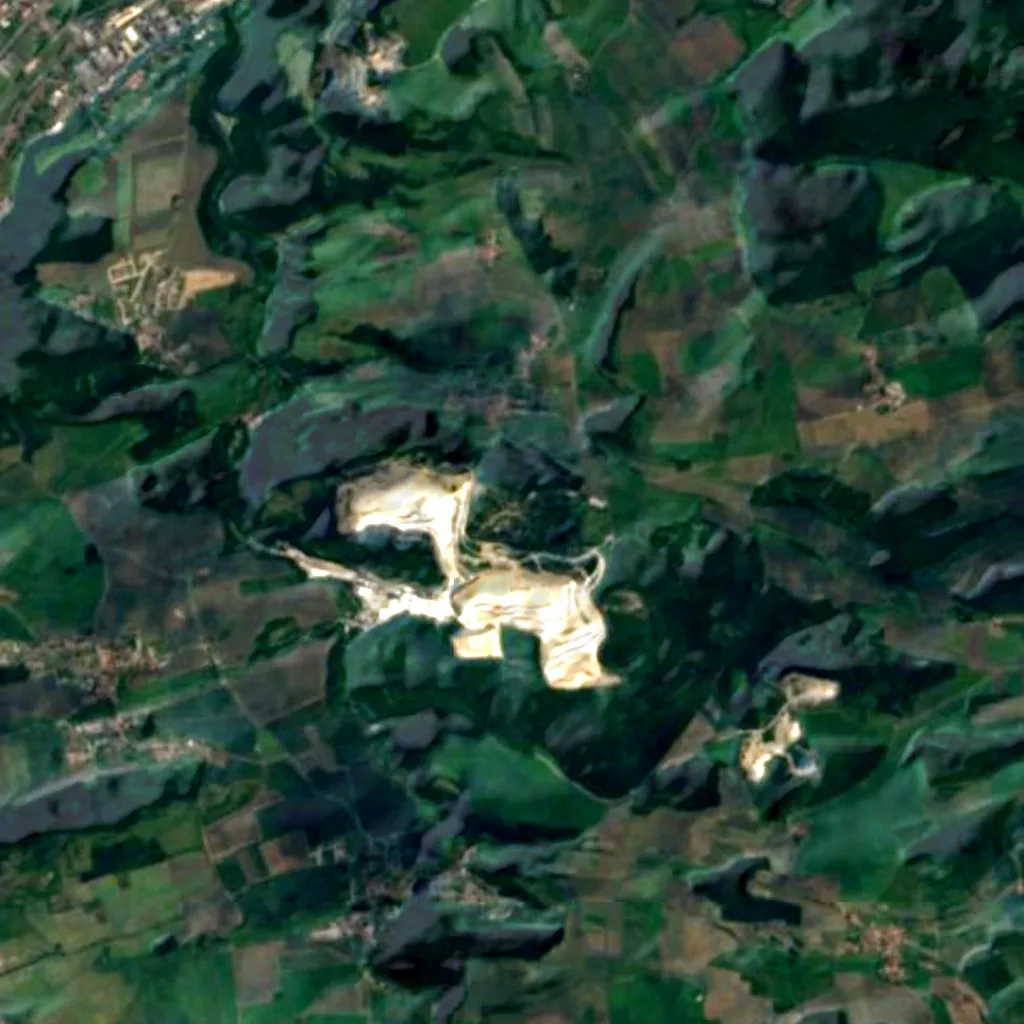 O chão por cima de Koněprusy Caves (Sentinel-2)