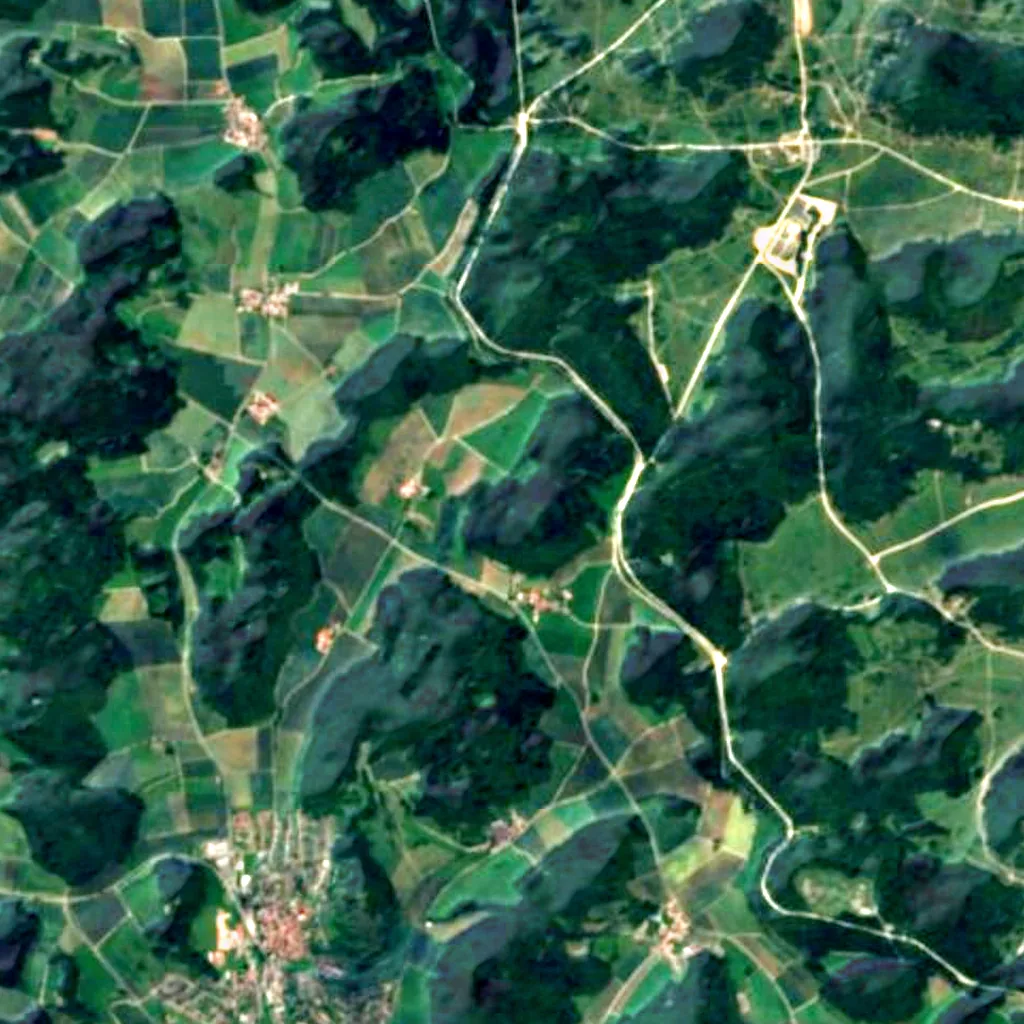 De grond boven König-Otto-Tropfsteinhöhle (Sentinel-2)