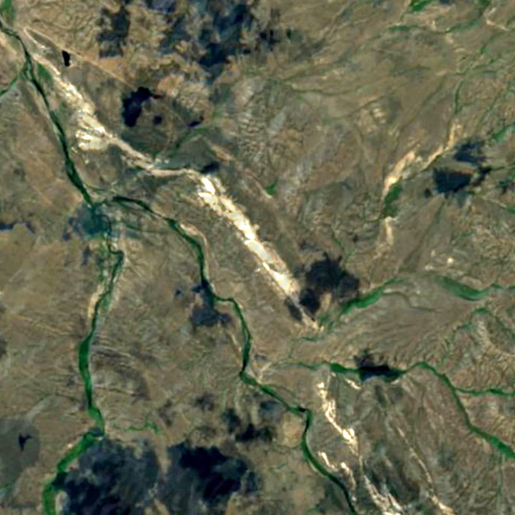 De grond boven Konyr Aulie (Sentinel-2)