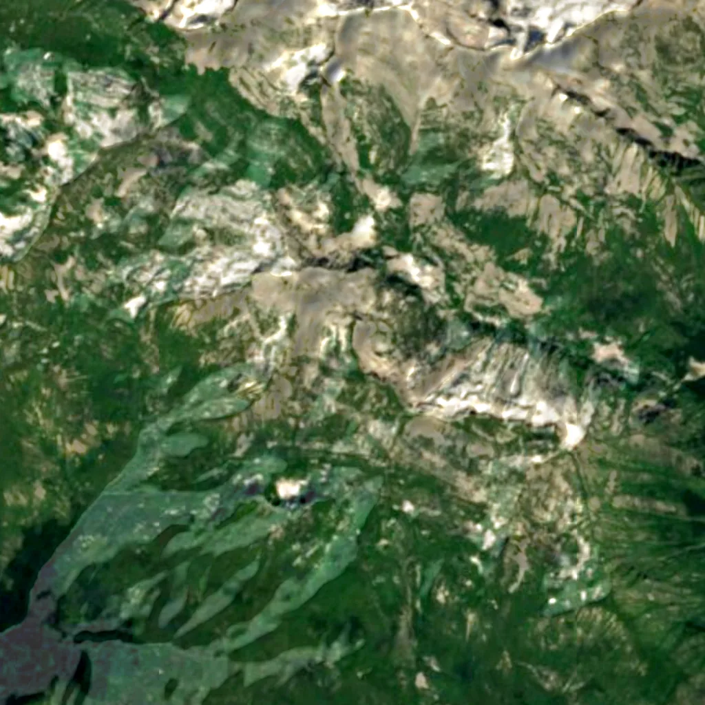 Il terreno sopra Grotta Krubera (Sentinel-2)