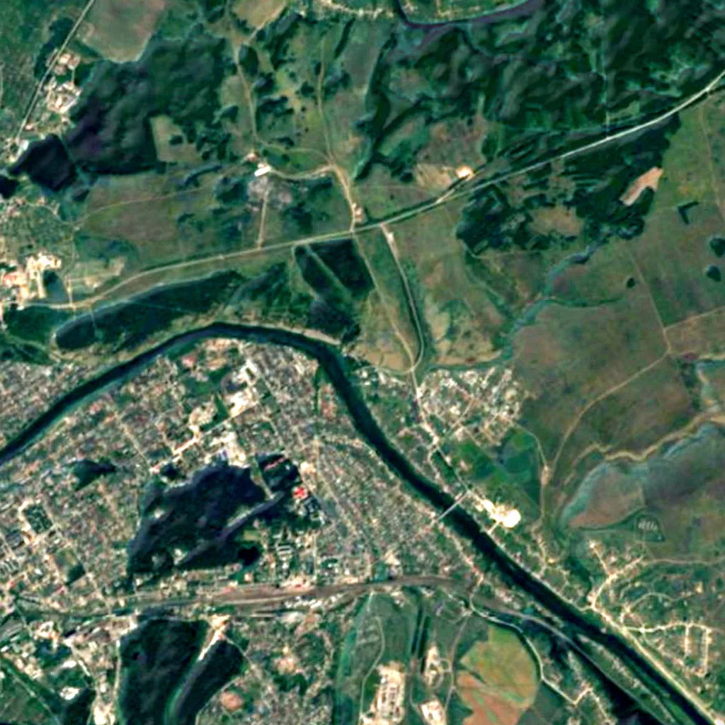 De grond boven Kungur Ice Cave (Sentinel-2)