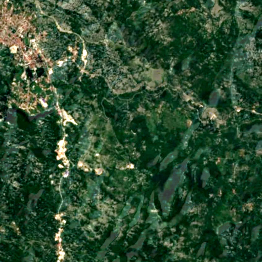 De grond boven Lipa Cave (Sentinel-2)