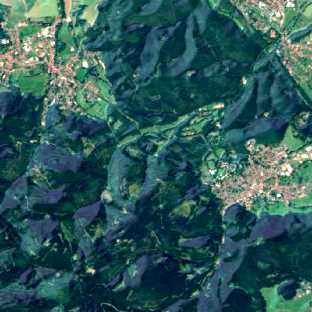 O chão por cima de Marienglashöhle cave (Sentinel-2)