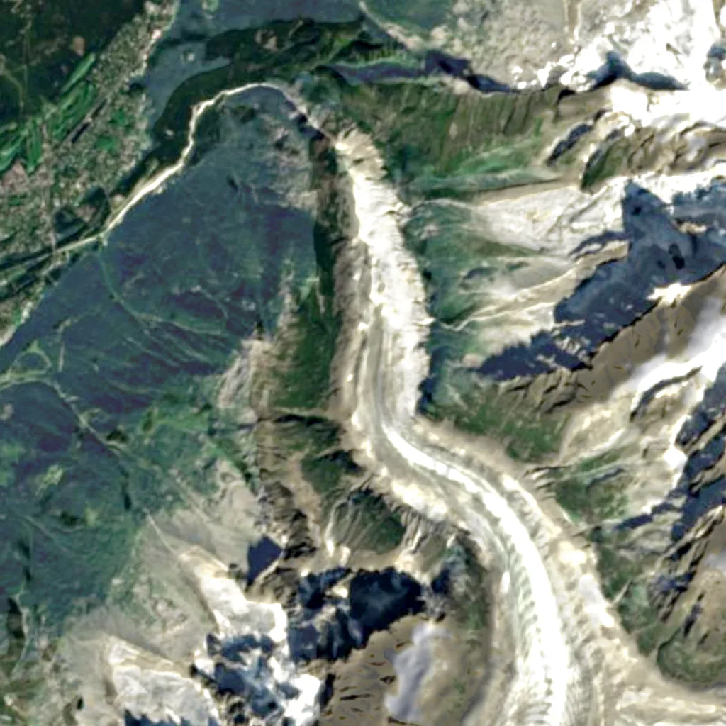 The ground above Mer de Glace ice cave (Sentinel-2)