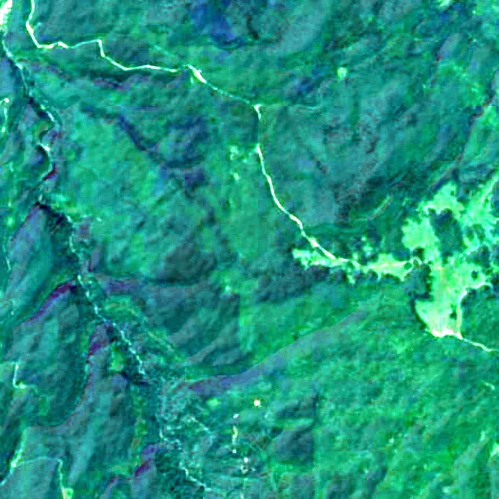 Le sol au-dessus de Grotte de Mezmaïskaïa (Sentinel-2)