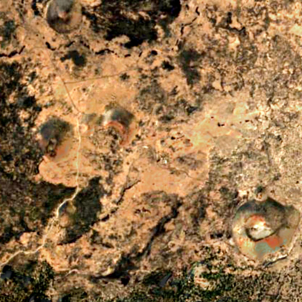 Le sol au-dessus de Mushpot Cave (Sentinel-2)