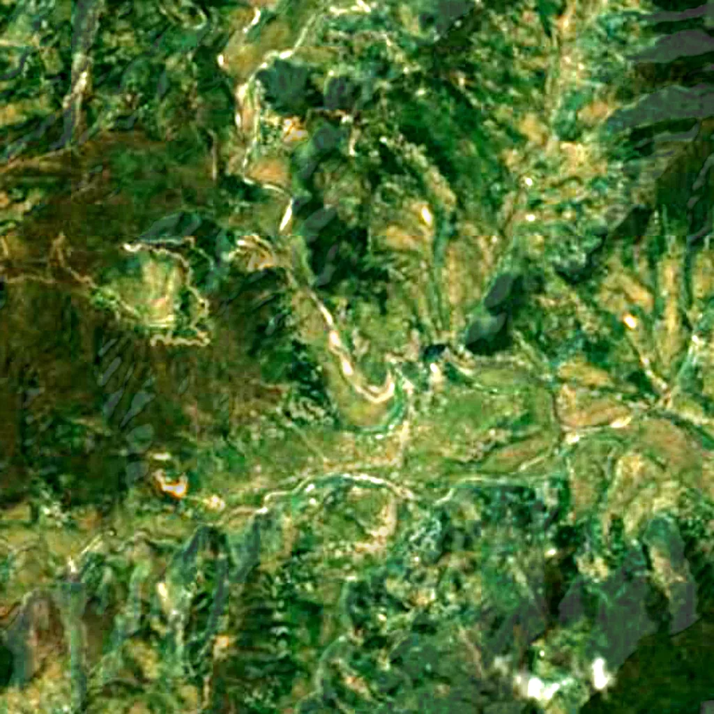 De grond boven Patal Bhuvaneshwar (Sentinel-2)