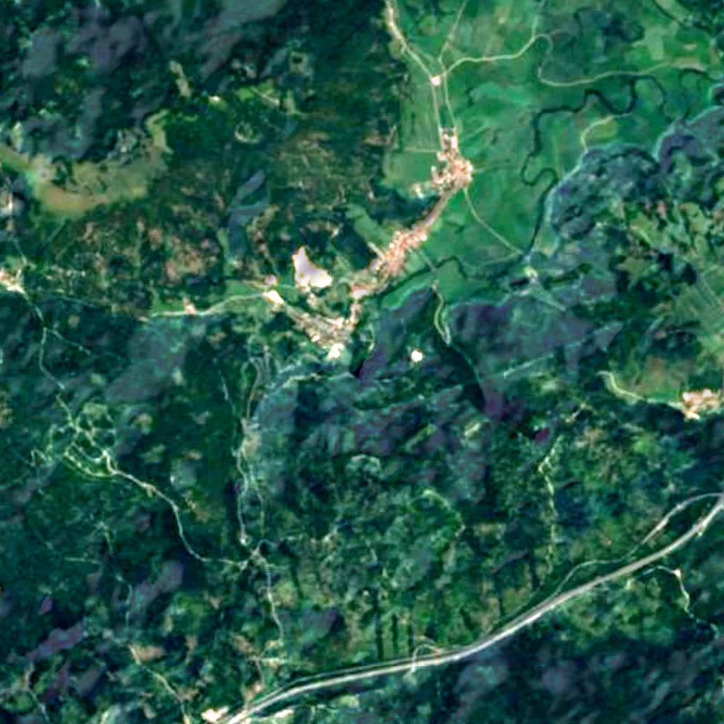 De grond boven Planina Cave (Sentinel-2)